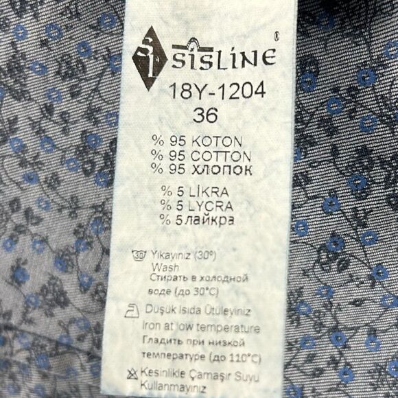 Sisline Blue Denim Blazer Jacket Womens S Two Button Stretch Pockets 3/4 Sleeve - Picture 10 of 10